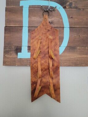Handmade Tan Distressed Leather  Hanging Wine/bottle Holder